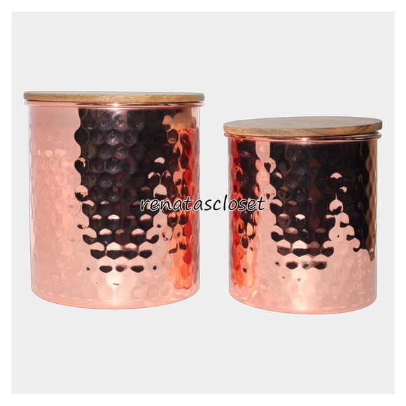 Uncommon James 2pc Hammered Copper Canister Set NWT/NIB - Picture 4 of 14